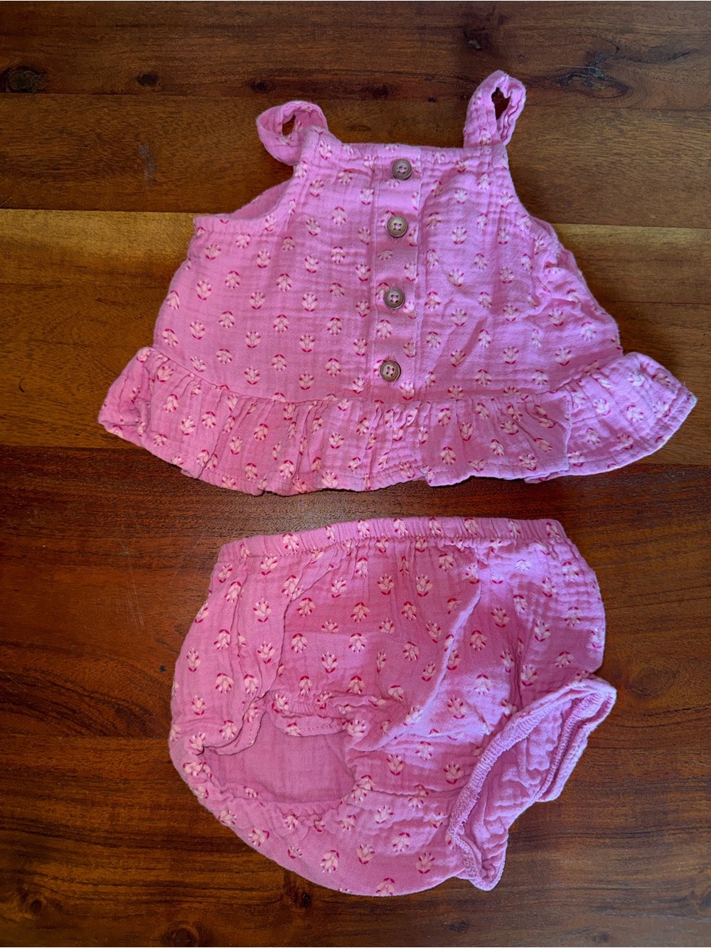 Carter's Pink Baby Girl Two-Piece Ruffle Tank & Bloomers Set